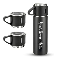 Customized Gift Set: Vacuum Insulated Flask & 2 Cups (Random Color)