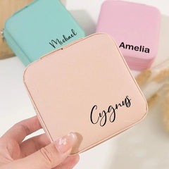 Customised Jewellery Box - Portable Mini Travel Jewellery Box - Name (Random color)
