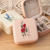 Customised Jewellery Box - Mini Travel Jewellery Box - Birthday Flower Print + Name