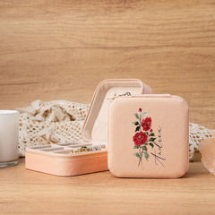 Customised Jewellery Box - Mini Travel Jewellery Box - Birthday Flower Print + Name