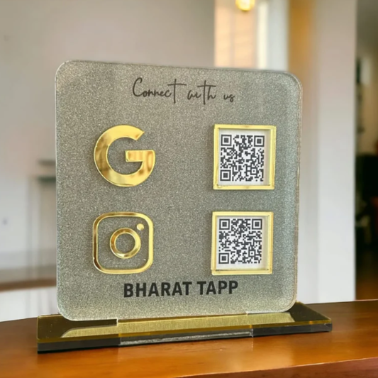 2 QR Digital Frosted Colour Standee – Dual QR Code Display Stand for Payments & Business Use