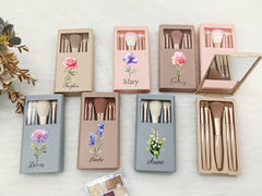 Personalized Makeup Brush Set, Makeup Brush Box with Mirror, Cosmetic Brush Organizer, Wedding Gift, Bridesmaid Gift,Travel Gift for Her/Mom