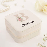 Customised Jewellery Box - Portable Mini Travel Jewellery Box - Initial + Name - White