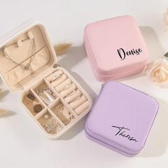 Customised Jewellery Box - Portable Mini Travel Jewellery Box - Name (Random color)