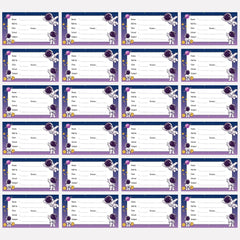 Astronaut Theme Customized Name Labels for Kids – 24 School Book Stickers