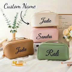 Personalized Elegant Cosmetic Travel Organizer for Special Occasions - Perfect for Weddings, Bridal Showers, and Birthdays etc (Random color)