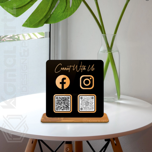 Acrylic QR Code Standee for Business – Custom Payment & Social Media QR Display Stand | UPI, Google Pay, PhonePe Scanner Sign for Shop Counter
