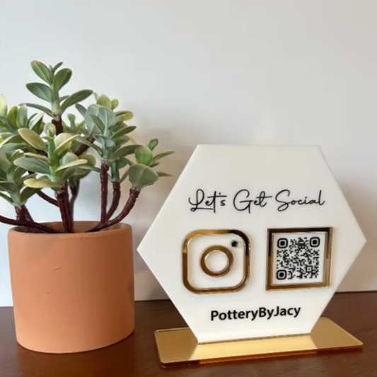 Custom Business Social Media QR Code Sign – Instagram QR Stand with Logo | Beauty Salon QR Display for Followers, Scan & Connect Sign