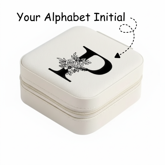 Customized Designed Letter PU Leather Jewelry Box β Contemporary Rectangle Jewelry Organizer with Zip Closure