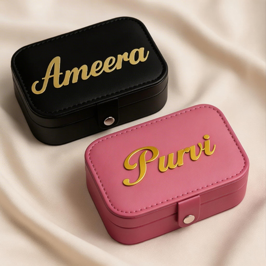 Customized Large Jewellery Box with Acrylic Name – Personalized Storage Organizer Case | Premium Gift for Women & Girls (Random Color)