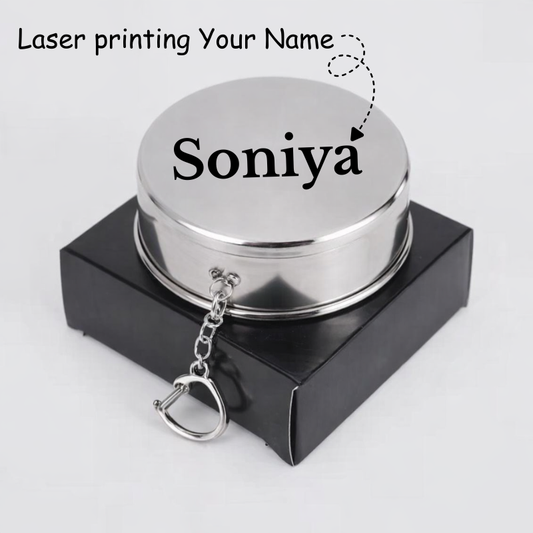 Customized Laser Printed Stainless Steel Folding Cup – Portable Travel & Camping Drinking Cup