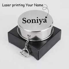Customized Laser Printed Stainless Steel Folding Cup – Portable Travel & Camping Drinking Cup