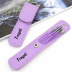 Customized Leather Portable Ear Cleaning Kit – Stainless Steel Ear Picks with Your Name Print