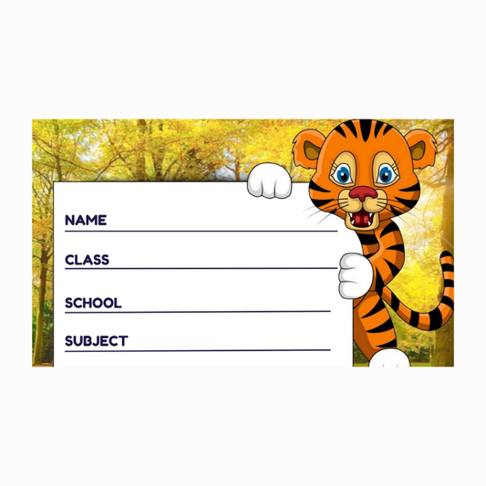 Cute Tiger-Themed Personalized School Name Stickers (24 Pcs) – Custom Name Labels for Kids | Waterproof Notebook, Book & Bottle Tags