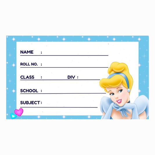 Disney Princess Themed Personalized School Name Labels (24 Pcs) – Custom Book & Notebook Stickers for Kids | Waterproof Name Tags