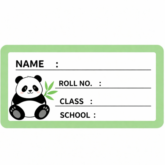 Panda Themed School Name Labels – Personalized Book Stickers with Pandas | Waterproof Kids Name Stickers for School Supplies (Pack of 24)