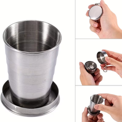 Customized Laser Printed Stainless Steel Folding Cup – Portable Travel & Camping Drinking Cup