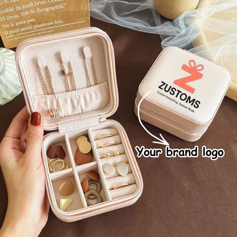 Portable Travel Jewelry Organizer with Custom Logo – Personalized Jewelry Storage Case | Compact Gift & Corporate Branding (Random Box)