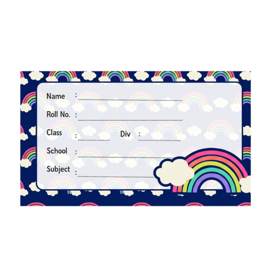Rainbow-Themed School Notebook Sticker Labels – Personalized Name Stickers for Kids (Pack of 24)