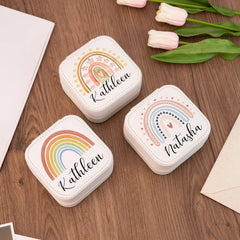 Personalized Name Jewelry Box,Rainbow Leather Jewelry Case,Travel Jewelry Box,Bridesmaid Proposal,Holiday Gift For Girl,Women Birthday Gift