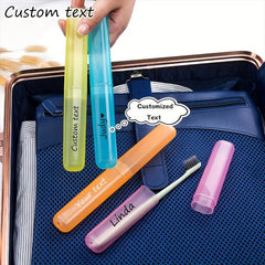 Customizable Name Portable Toothbrush Case - Pastel Pink/Light Blue/Green, Durable Plastic Travel Toiletry Organizer with Personalized Text, Compact & Hygienic for, Vacation, Back to Essentials, Toothbrush Travel Case