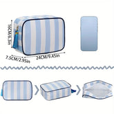 Custom Striped Tassel Makeup Bag - Personalized Name Zipper Closure, Lightweight Durable Polyester Travel Toiletry Organizer for Women, Multiple Colors Available - High-Quality Customized, Daily Style Cosmetic Pouch