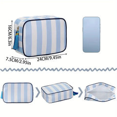 Custom Striped Tassel Makeup Bag - Personalized Name Zipper Closure, Lightweight Durable Polyester Travel Toiletry Organizer for Women, Multiple Colors Available - High-Quality Customized, Daily Style Cosmetic Pouch