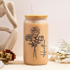 Customized Transparent Glass Cups with Personalized Names, Iced Coffee Mugs with Lids & Straws, Soda Water Glasses, Kitchen Drinkware, Wedding Gifts, Bridesmaid Favors, Party Souvenirs, Birthday Presents