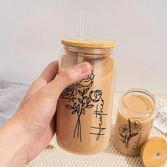 Customized Transparent Glass Cups with Personalized Names, Iced Coffee Mugs with Lids & Straws, Soda Water Glasses, Kitchen Drinkware, Wedding Gifts, Bridesmaid Favors, Party Souvenirs, Birthday Presents