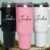 1Pc Personalized 40oz Stainless Steel Cup with Handle & Straw - Custom Name Engraved, Travel Coffee Mug, Ideal for Birthdays, Mother'S Day, Father'S Day, Graduation - Reusable, Hand Wash Only, Personalized Drinkware