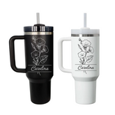 Personalized Birth Flower Tumbler With Name ,Personalized Birth Flower Tumbler, Bridesmaid Proposal, Gifts for Her, Party Favor