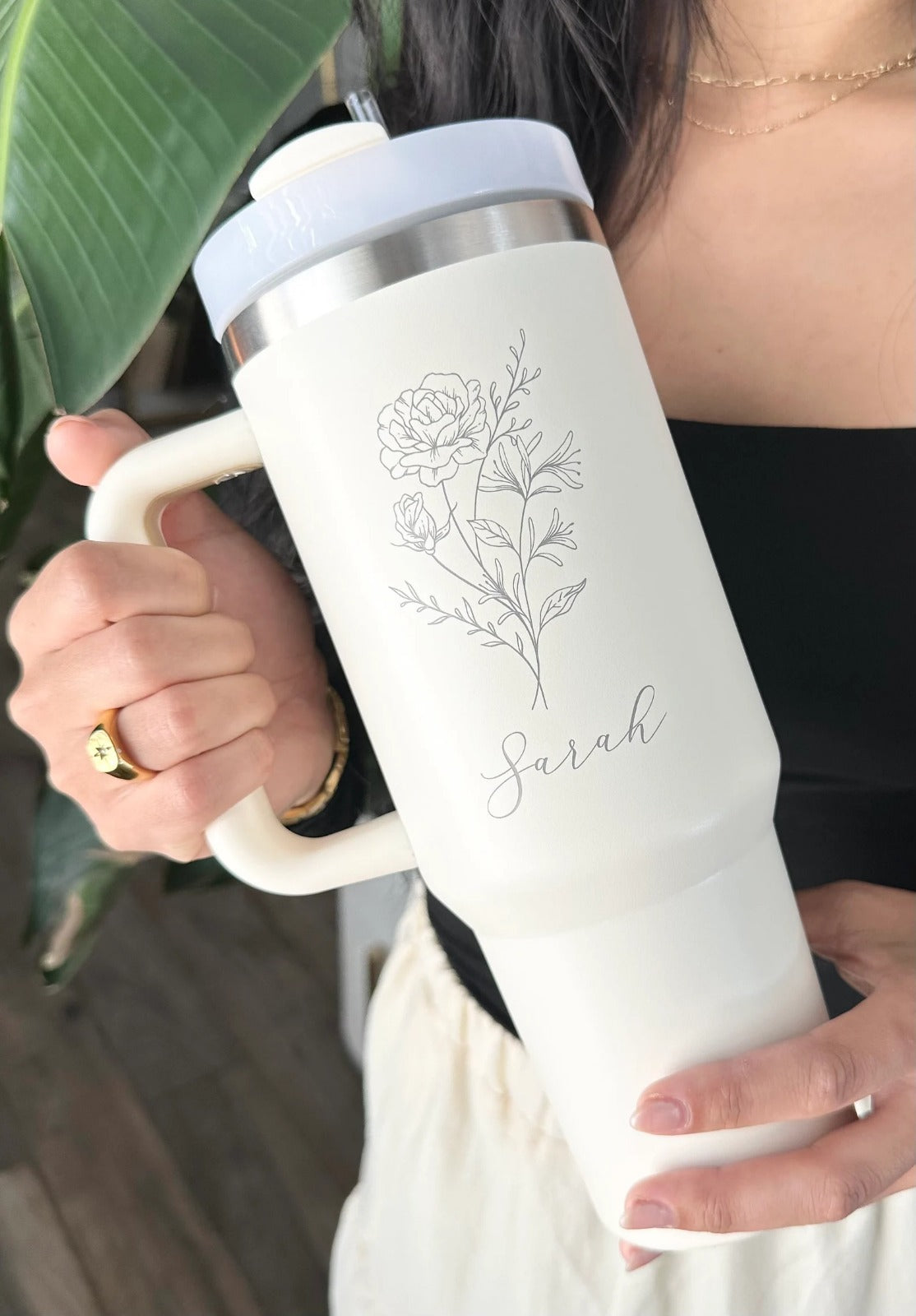 1200ml Customized Tumbler with Name & Special Birth Flower