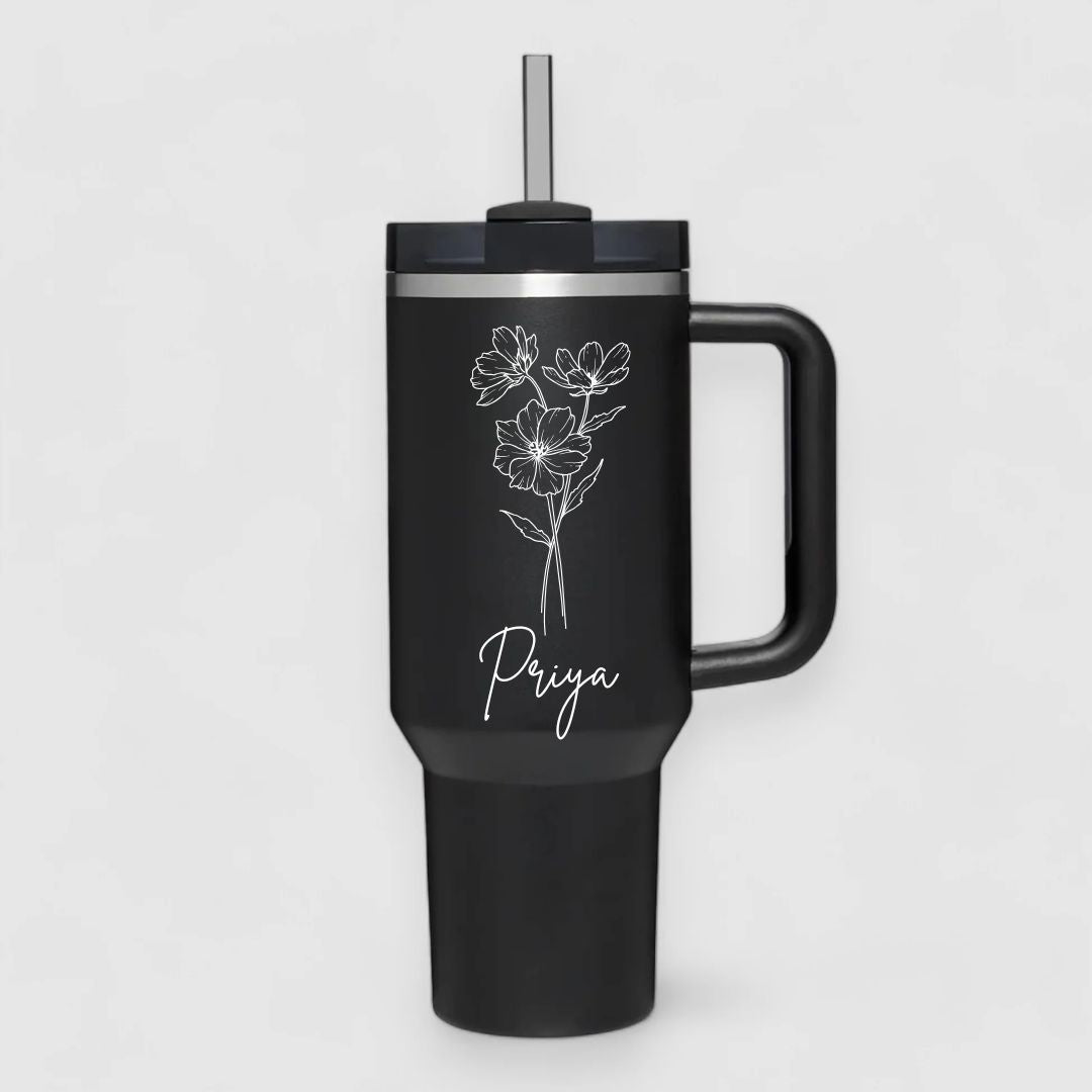 1200ml Customized Tumbler with Name & Special Birth Flower