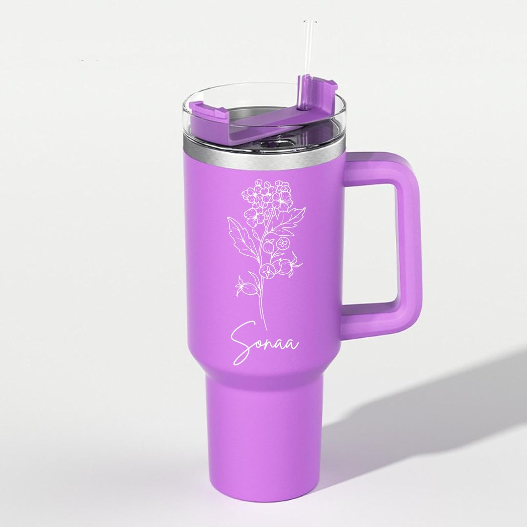 1200ml Customized Tumbler with Name & Special Birth Flower