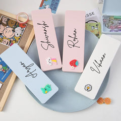 Personalized Cartoon Pencil Case with Name – Candy Color Custom Pencil Box for Kids | Cute School Stationery Organizer (Random color-1 Pc)