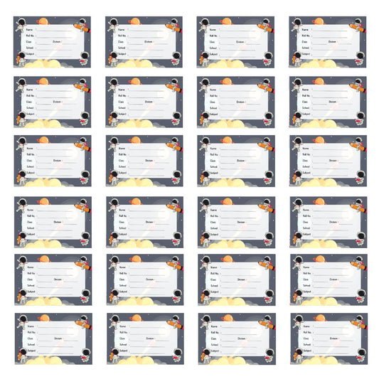 Personalised Space Astronaut Name Stickers for School Notebooks – Pack of 24