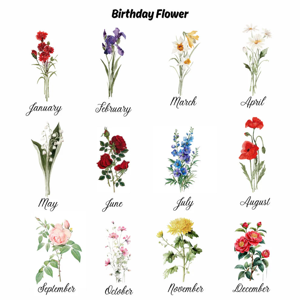 Customised Jewellery Box - Mini Travel Jewellery Box - Birthday Flower Print + Name