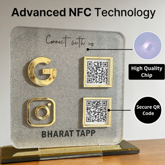 2 QR Digital Frosted Colour Standee – Dual QR Code Display Stand for Payments & Business Use