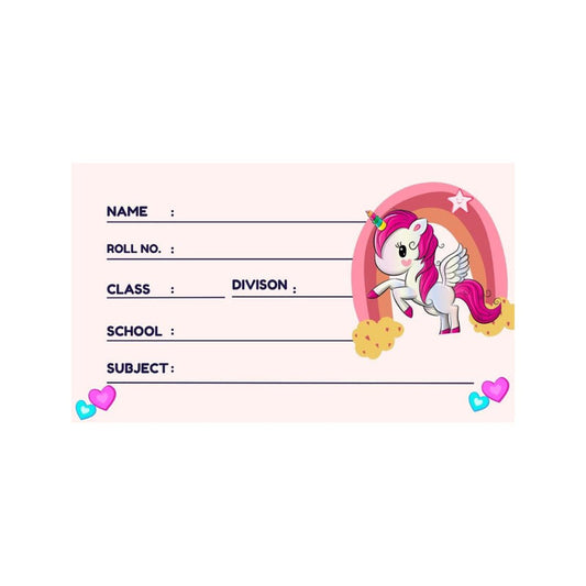 Customizable Unicorn Design School Book Labels – 24-Pack Name Stickers for Kids