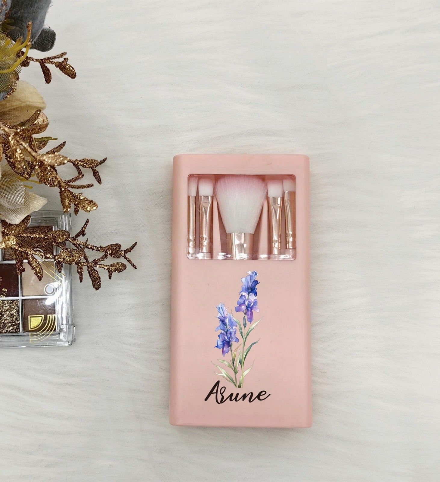 Personalized Makeup Brush Set, Makeup Brush Box with Mirror, Cosmetic Brush Organizer, Wedding Gift, Bridesmaid Gift,Travel Gift for Her/Mom