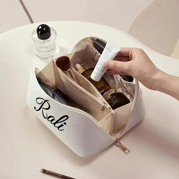 Personalized Elegant Cosmetic Travel Organizer for Special Occasions - Perfect for Weddings, Bridal Showers, and Birthdays etc (Random color)