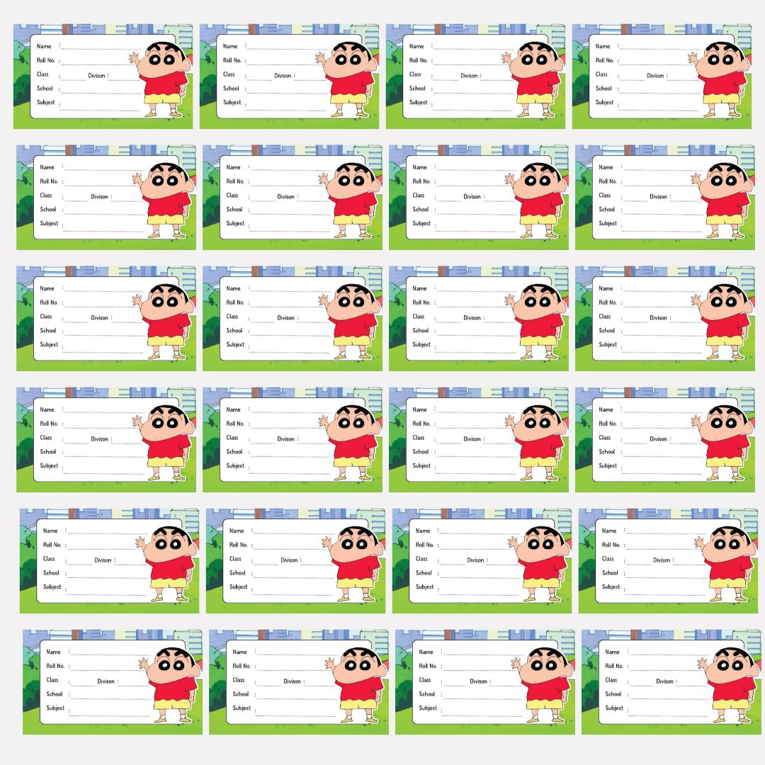 Shin-chan Customised School Book Stickers - Pack of 24 Name Labels