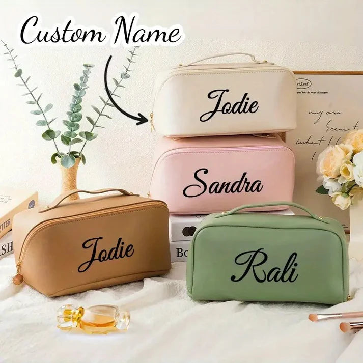 Personalized Elegant Cosmetic Travel Organizer for Special Occasions - Perfect for Weddings, Bridal Showers, and Birthdays etc (Random color)