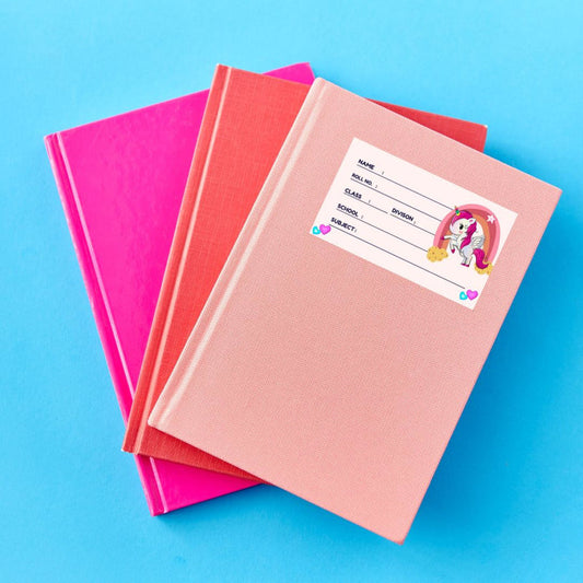 Customizable Unicorn Design School Book Labels – 24-Pack Name Stickers for Kids