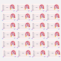 Customizable Unicorn Design School Book Labels – 24-Pack Name Stickers for Kids