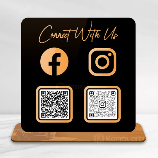 Acrylic QR Code Standee for Business – Custom Payment & Social Media QR Display Stand | UPI, Google Pay, PhonePe Scanner Sign for Shop Counter