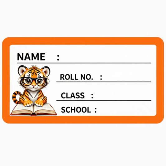 Cartoon Tiger Themed School Name Labels – Pack of 24 Personalized Stickers for Kids
