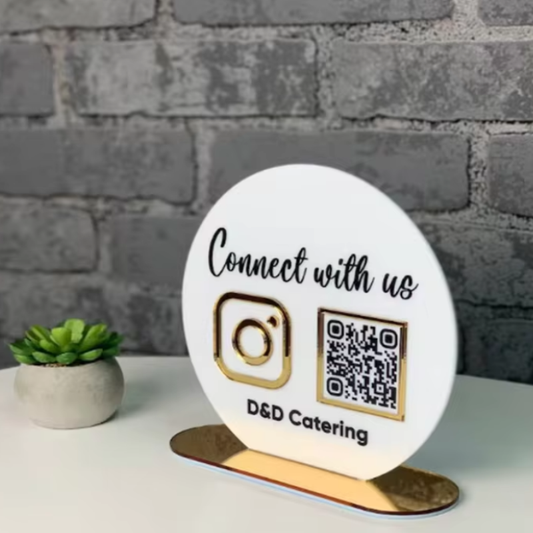 Custom Business Social Media QR Code Sign – Instagram QR Stand with Logo | Beauty Salon QR Display for Followers, Scan & Connect Sign