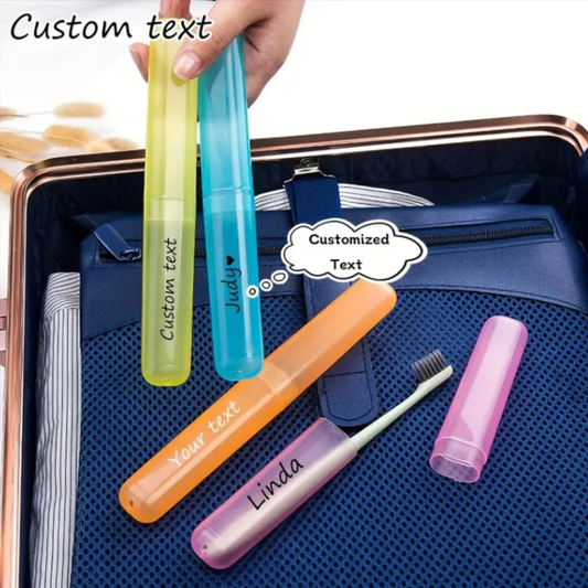 Customizable Name Portable Toothbrush Case – Personalized Travel Toothbrush Holder (Family Pack of 4)