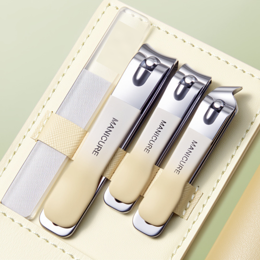 Customized 4 Pcs Manicure Set with Initials & Bird Heart Design – Personalized Travel Nail Care Kit for Men & Women